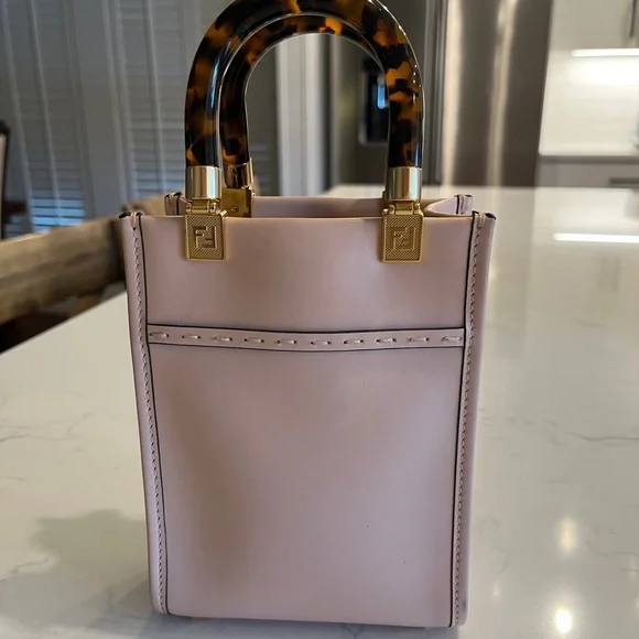 100% Authentic Fendi Pink Tortoishell Mini Sunshine Top Handle Crossbody Bag - Picture 3 of 11